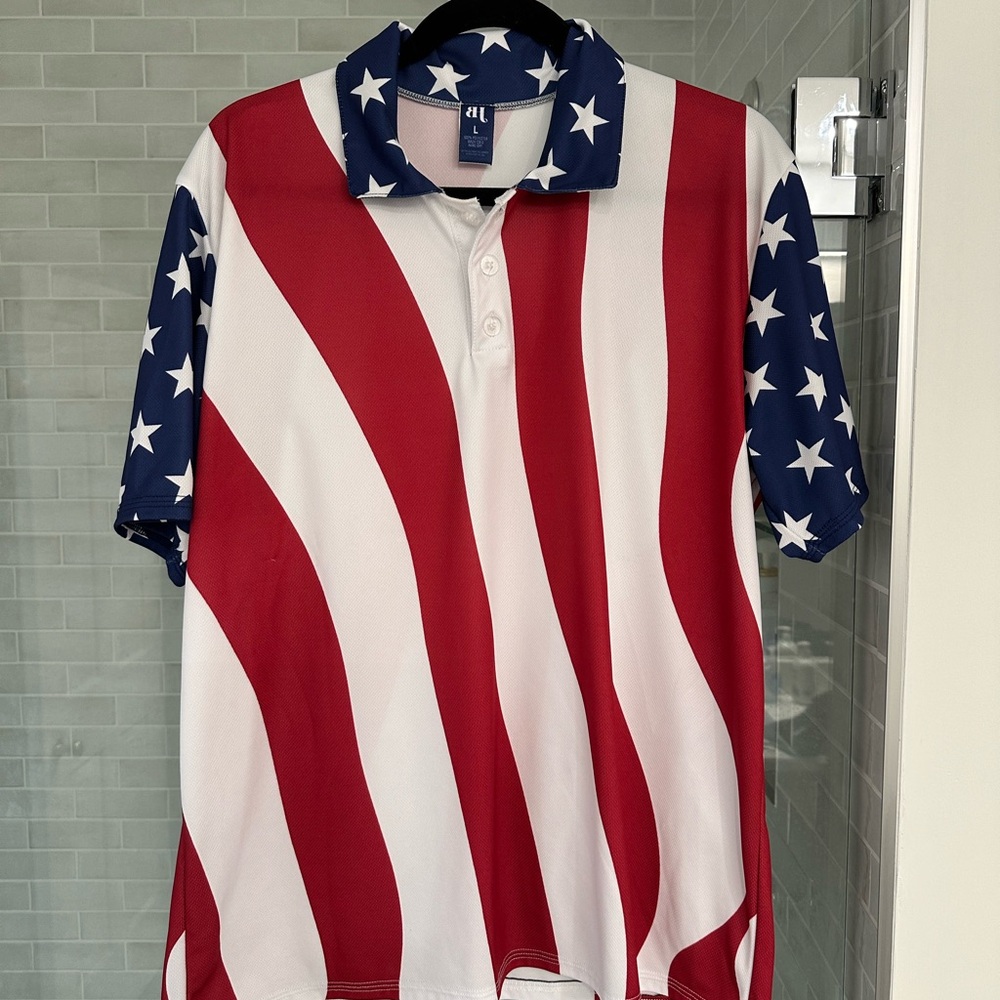 Patriotic Red, White, and Blue American Flag Men's Polo Shirt